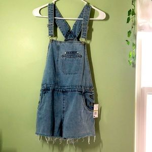 Cute Girls Blue Jean Overalls (Size: 14) (Brand: Tractr)